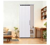 Puerta Plegable De Aluminio Negro, Puerta Corredera Divisoria De Privacidad Con Manilla Y Cerradura, Ignífuga Y Resistente A La Humedad, Para Huecos De Escalera(Blanco,100x205cm)