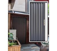 Puerta plegable exterior, puerta corredera de aluminio con cerradura resistente a la intemperie para sótano, cobertizo de garaje, divisor de habitación retráctil