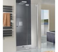 Puerta plegable HSK K2P en nicho, dimensiones: 100,0 cm x 200,0 cm, tope derecho, 2108100-R-41-50edelglas, Cabinas de ducha: Aspecto cromado: ESG transparente con cristal precioso
