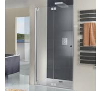 Puerta plegable HSK K2P en nicho, dimensiones: 80,0 cm x 200,0 cm, tope izquierdo, 2108080-L-41-50edelglas, Cabinas de ducha: Aspecto cromado: ESG transparente con cristal precioso