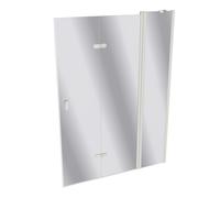 Puerta plegable HÜPPE Design pure, con segmento fijo, fijación a la derecha, anchura 1400mm, alto 1900mm, 8P7102182380, Cabinas de ducha: Color del perfil Edición en blanco Cristal ESG de espejo