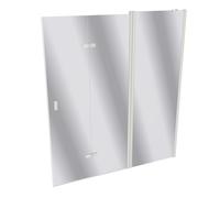 Puerta plegable HÜPPE Design pure, con segmento fijo, fijación a la derecha, anchura 1700mm, alto 1900mm, 8P7103182380, Cabinas de ducha: Color del perfil Edición en blanco Cristal ESG de espejo