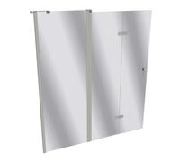 Puerta plegable HÜPPE Design pure, con segmento fijo, fijación a la izquierda, anchura 1700mm, alto 1900mm, 8P7003087380, Cabinas de ducha: Color de perfil cristal plateado mate ESG cristal de espejo