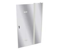 Puerta plegable HÜPPE Design pure, con segmento fijo, fijación derecha, anchura 1200mm, alto 1900mm, 8P7101182381, Cabinas de ducha: Color del perfil Edición en blanco Cristal ESG de espejo con antipl