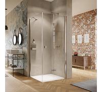 Puerta plegable HÜPPE Solva, parcialmente enmarcada, fijación a la derecha, anchura 750mm, alto 2000mm, S20602182381, Cabinas de ducha: Color del perfil Edición en blanco Cristal ESG de espejo con ant