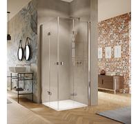 Puerta plegable pivotante HÜPPE Solva, parcialmente enmarcada, fijación a la izquierda, anchura 800mm, alto 2000mm, S21503092322, Cabinas de ducha: Color de perfil plata alto brillo ESG clear con ANTI