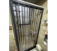Puerta Plegable Puerta de Acordeón para Baño con Vidrio Acrílico Transparente, Puertas Interiores Plegables de Lamas de 30 X 80/48 X 80, Puertas Plegables Negras Como Separador de Ambientes(30x80in(76