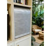 Puerta Plegable Puerta de Tambor Corredera con Tirador Empotrado, Panel Enrollable y Múltiple para Aparador Despensa Autocaravana Gabinetes Pequeños, Pantalla Mueble(45x85cm/18x33in)