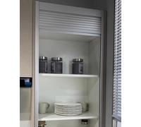 Puerta Plegable Puertas de Gabinete Enrollables Cocina Decorativo, Puerta Tambour Desplegable para Armario Despensa Garaje Granero, Plegable Rejilla Louvre y Carril(90x80cm/35x31in)