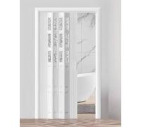 Puerta Plegable Puertas Plegables Blancas Cerradas Estilo Acordeón, Panel Concertina Temporal de Acrílico y Pvc Que Ahorra Espacio, Puerta Enrollable para Dormitorio y Baño(48x80in(121x203cm))
