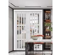 Puerta Plegable Puertas Plegables Deslizantes de Dos Hojas para Interior, Puerta Acordeón Aluminio y Acrílico para Privacidad para Reemplazo Cuarto Lavado(191cmx203cm/75inx80in)