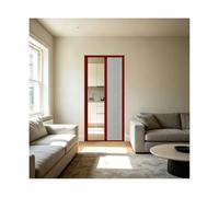 Puerta Plegable Sin Perforación, Puerta Corredera De Riel Ultrabajo Con Kit De Riel Deslizante, Para Dormitorio, Estudio, Guardarropa, Lavandería, Personalizada(Gray,28" x 80")