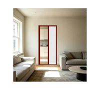 Puerta Plegable Sin Perforación, Puerta Corredera De Riel Ultrabajo Con Kit De Riel Deslizante, Para Dormitorio, Estudio, Guardarropa, Lavandería, Personalizada(White,30" x 80")