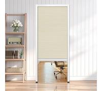 Puerta plegable tipo acordeón, Apagón plegable de la puerta retráctil ningún tamaño de la aduana del panel beige del marco blanco del taladro(40x75in(102x190cm))