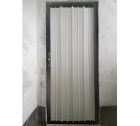 Puerta Plegable Tipo acordeón Blanca de tamaño Personalizado (32 x 80/36 x 80/48 x 80/60 x 80) - Puerta de Patio de Metal Macizo con Cerradura para Exteriores, solución de Entrada Duradera y