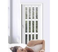 Puerta Plegable Tipo acordeón insonorizada Blanca - Puertas Tipo Concertina de PVC para dormitorios, armarios y graneros - Puerta corredera Interior Plisada (114,5 x 203 cm)
