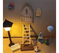 Puerta Ratoncito Pérez con Luz, Puerta Ratoncito Que Se Abre, Casita Ratoncito Perez, Ratoncito Perez Caja de Puerta Hada de Los Dientes, Decoracion Navidad Hogar con Farola Alfombra Escalera Madera