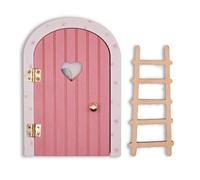 Puerta Ratoncito Perez de Madera con Escalera. Mini Puerta Mágica Infantil de madera para la Visita del Ratón Pérez. Regalo Original para Niños, Decoración Dulce y Encantadora Habitación (PINK)