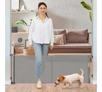 Puerta retráctil de 24 pulgadas de alto para perros, puertas cortas para mascotas, se extiende hasta 55 pulgadas de ancho, puertas de malla reforzada para perros para interiores y exteriores, puerta