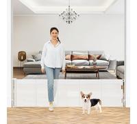 Puerta retráctil extra ancha para perros de 24 pulgadas de alto x 110 pulgadas para la casa, puerta corta para bebés para pisar, puerta de malla reforzada para cachorros, puerta para escaleras,