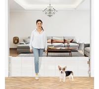 Puerta retráctil extra ancha para perros de 24 pulgadas de alto x 110 pulgadas para la casa, puerta corta para bebés para pisar, puerta de malla reforzada para cachorros, puerta para escaleras,