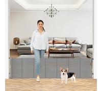 Puerta retráctil extra ancha para perros de 24 pulgadas de alto x 110 pulgadas para la casa, puerta corta para bebés para pisar, puerta de malla reforzada para cachorros, puerta para escaleras,