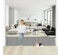 Puerta retráctil extra ancha para perros de 24 pulgadas de alto x 150 pulgadas para la casa, puerta corta para bebés para pisar, puerta de malla reforzada para cachorros, puerta para escaleras,