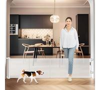 Puerta retráctil extra ancha para perros de 24 pulgadas de alto x 75 pulgadas para la casa, puerta corta para perros para pisar, puerta de malla reforzada para cachorros, puerta para escaleras,