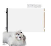 Puerta retráctil para bebé, extra alta, 140 cm de ancho x 58/80 cm de alto, barrera de seguridad de malla para bebés, niños y mascotas, uso en interiores y exteriores, se a puertas, pasillos y