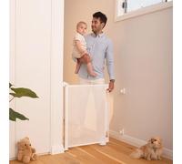 Puerta retráctil para bebé Perma Child Safety de 33 Pulgadas de Alto x 55 Pulgadas de Ancho, Malla, para escaleras, Puertas, Perros, Mascotas, Interior, Exterior, operación con una Sola Mano, Bloqueo