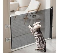 Puerta retráctil para gatos para evitar la salida accidental a través de puertas, integración funcional con arquitecturas comunes del hogar (75 x 140 cm)