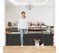 Puerta retráctil para perro de 24 pulgadas de alto x 110 pulgadas extra ancha para la casa, puerta corta para bebé para pasar, puerta de malla reforzada para cachorros, puerta de mascota para