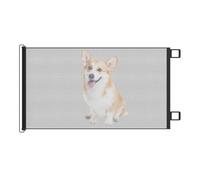 Puerta retráctil para perros, barrera de seguridad para mascotas, 43.31 x 31.5 pulgadas, red de división de puerta de escalera sin taladro, diseño a prueba de niños, puerta de mascotas para cocina