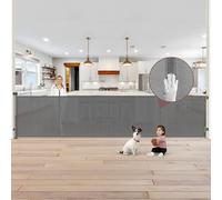 Puerta retráctil reforzada de 41 pulgadas, extra alta, puerta retráctil para perros de 200 pulgadas, puerta retráctil extra ancha con varillas de apoyo, valla interior para bebés para sala de estar,