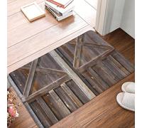 Puerta rústica de madera estilo granero con temática campestre del oeste, puerta de casa de campo rural vintage pintada (2) Alfombra de entrada duradera y suave, alfombra de bienvenida, suela de goma