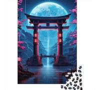 Puerta Santuario Japonés Puzzle de 1000 Piezas Papel para Adultos Paisaje Nocturno Puzzle para Toda la Familia Adorno Hogar 70x50cm/1000pcs