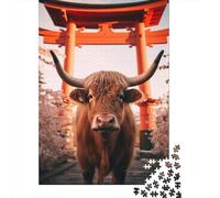 Puerta Santuario Japonés Toro Puzzle de 1000 Piezas Papel para Adultos Paisaje Natural Juego de Puzzle 1000 Piezas Familia Relajación Decoración Regalo 70x50cm/1000pcs