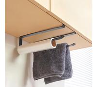Puerta sopalin Colgante de Pared de 2 Piezas, Soporte de Rollo de Papel sin Agujero de 26 cm, Montaje Vertical o Horizontal, para Cocina, baño, gabinete, Negro