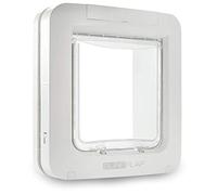 Puerta SureFlap Sure Petcare con Lector de Microchip y Placas de identificación RFID para Gatos y Perros pequeños con Toque de Queda, Control con 1 botón, Blanca; Necesita 4 Pilas C (no Incluidas).