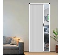 puerta tipo acordeón opaca, Puerta plegable en acordeón con tamaños múltiples grises y blancos del separador de ambientes manija(White,W42in/106cm-h78in/200cm)