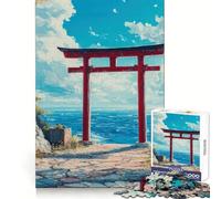 Puerta Torii Roja Junto al Mar, Rompecabezas de 1000 Piezas para Adultos, Mejora la Memoria, Alivia la Ansiedad, Bordes Precisos, Sorpresa Navideña (38x52cm)