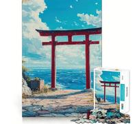 Puerta Torii Roja Junto al Mar, Rompecabezas de 1000 Piezas para Adultos, Mejora la Memoria, Alivia la Ansiedad, Bordes Precisos, Sorpresa Navideña (38x52cm)