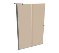 Puerta trasera corredera HÜPPE Xtensa pure 2 piezas (1/2), anchura:140cm, galce izquierdo, XT1307069378, Cabinas de ducha: Perfil color plata alto brillo Vidrio ESG bronce con ANTI-PLAQUE