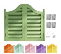 Puerta Vaiven de Madera Maciza con Bisagras, Puertas De Media Cintura de Lamas para Cocina, Doble Puerta de Café Oscilante Divisoria para Bar Pasillo, Tamaño(Dark green,Ancho 150 x Alto 100 cm)