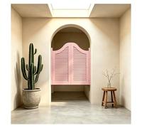 Puerta Vaiven de Madera para Cocina y Cafetería, Puertas Batientes de Estilo Retro con Cernieres y Apertura 180° Separador de Ambientes y Valla Perro(Pink,W94xH90cm)