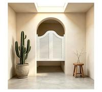 Puerta Vaiven de Madera para Cocina y Cafetería, Puertas Batientes de Estilo Retro con Cernieres y Apertura 180° Separador de Ambientes y Valla Perro(Blanca,W84xH90cm)