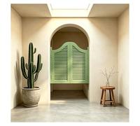 Puerta Vaiven de Madera para Cocina y Cafetería, Puertas Batientes de Estilo Retro con Cernieres y Apertura 180° Separador de Ambientes y Valla Perro(Green,Ancho 150 x Alto 100 cm)