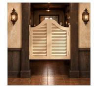 Puerta Vaiven de Madera para Cocina y Cafetería, Puertas Batientes de Estilo Retro con Cernieres y Apertura 180° Separador de Ambientes y Valla Perro(Natural,W94xH90cm)