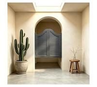 Puerta Vaiven de Madera para Cocina y Cafetería, Puertas Batientes de Estilo Retro con Cernieres y Apertura 180° Separador de Ambientes y Valla Perro(Gray,W60x100cm)