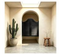Puerta Vaiven de Madera para Cocina y Cafetería, Puertas Batientes de Estilo Retro con Cernieres y Apertura 180° Separador de Ambientes y Valla Perro(Negro,W150xH90cm)